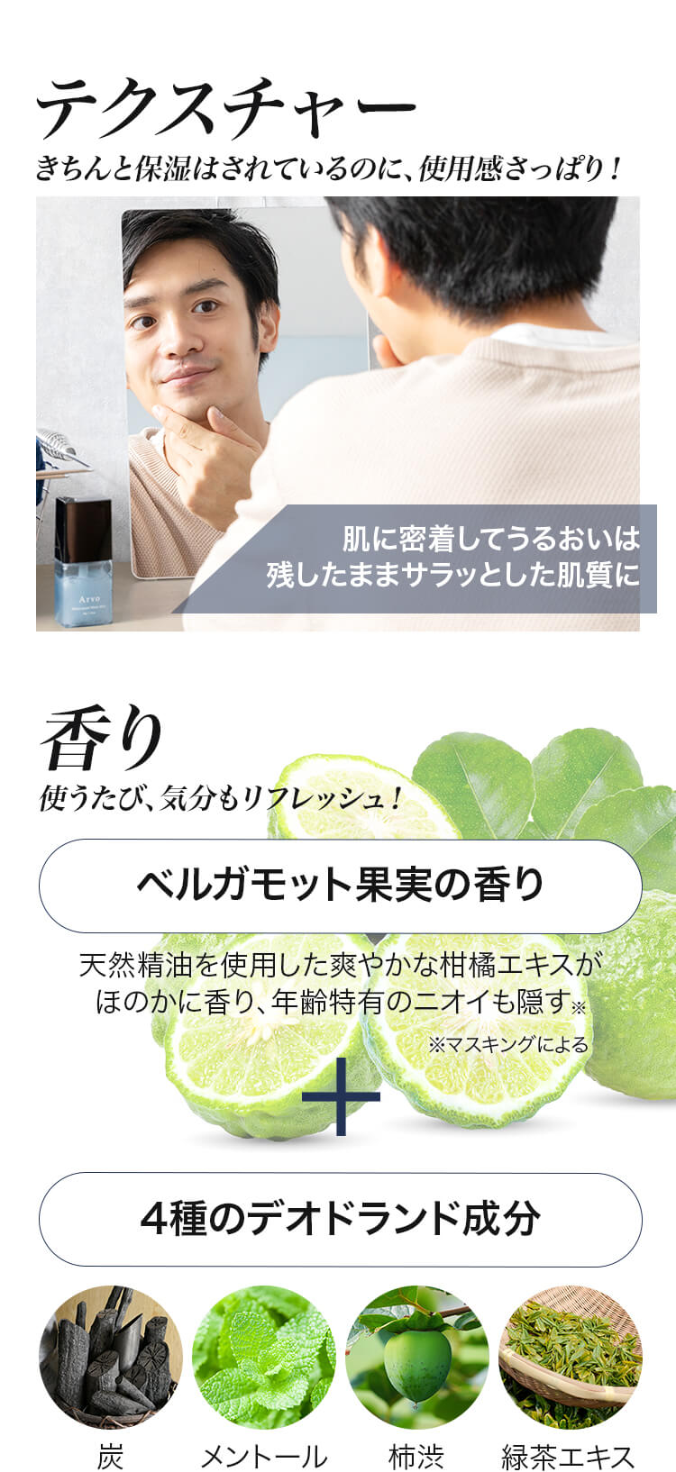 きちんと保湿 使用感さっぱり!ベルガモット果実の香り 4種のデオドランド成分