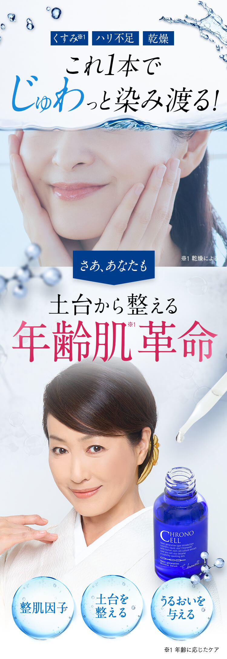 これ1本でじわっと染み渡る!肌年齢革命