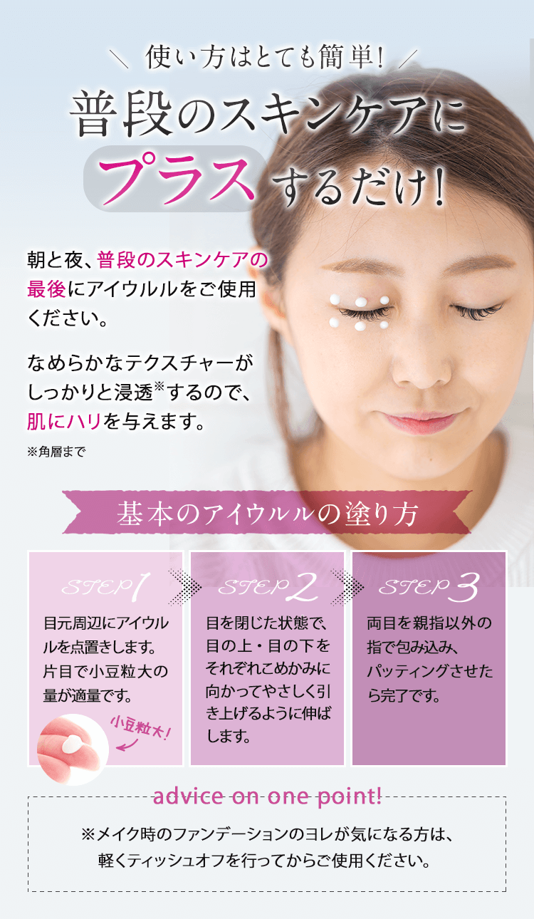 使い方はとても簡単!普段のスキンケアにプラスするだけ!