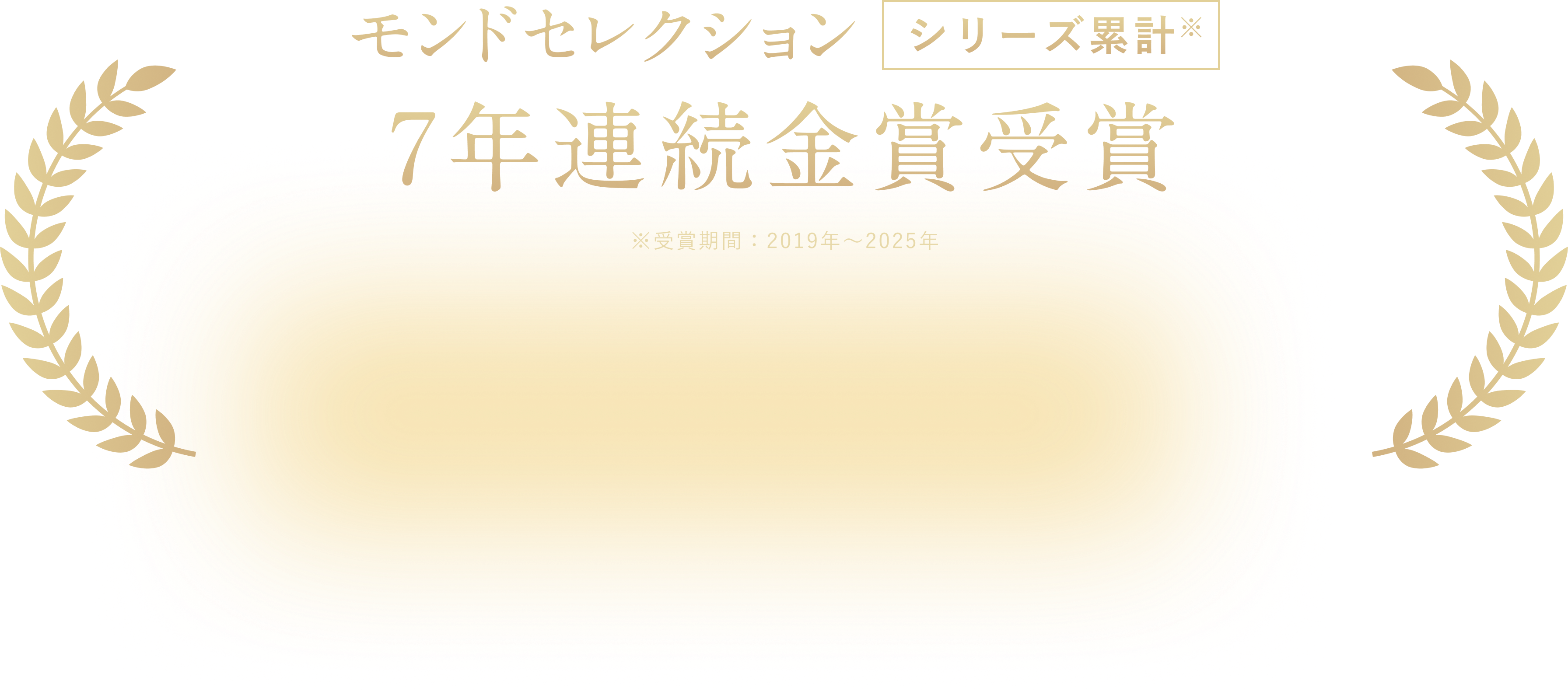 モンドセレクション シリーズ累計 7年連続金賞受賞 ※受賞期間:2019年~2025年