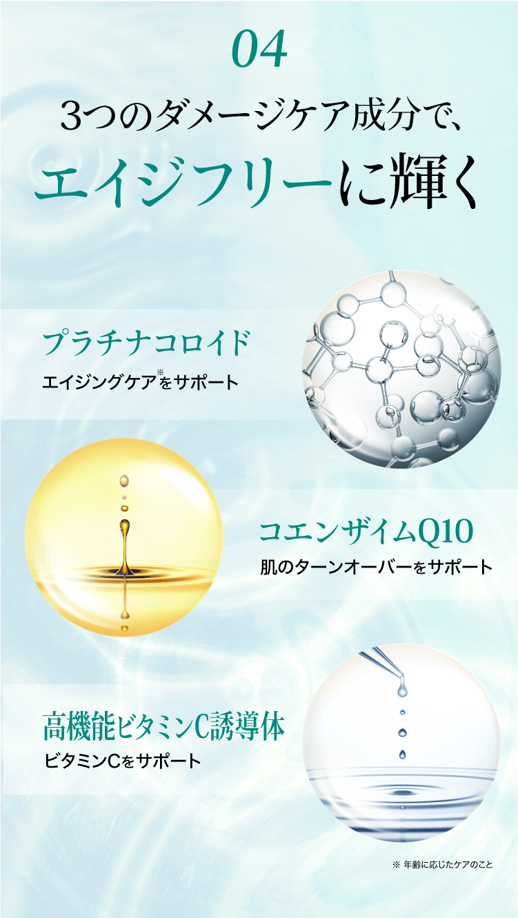 3つの抗酸化成分で、エイジフリーに輝く